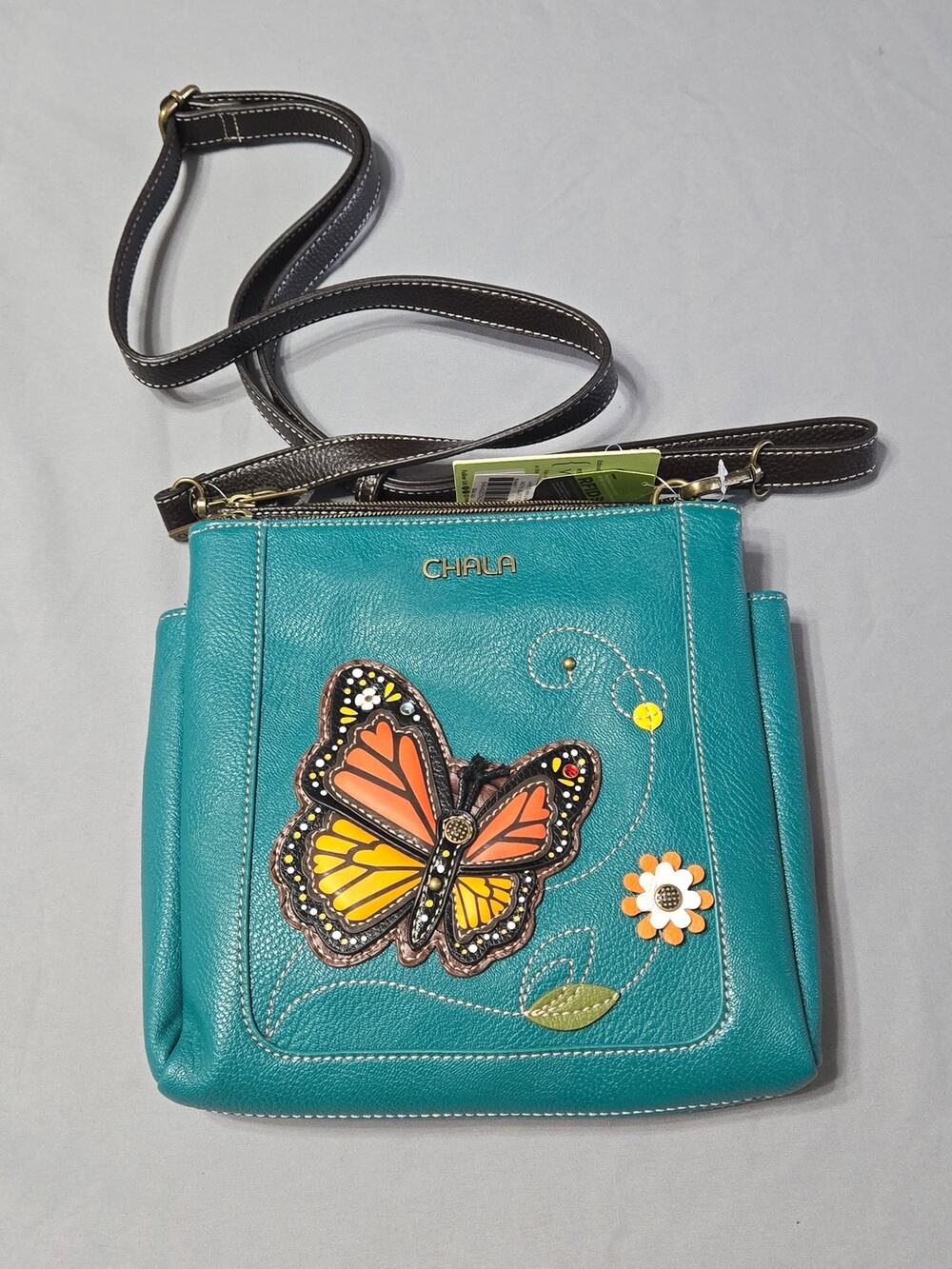 CHALA Monarch Butterfly Turquoise Crossbody Bag RFID Vegan Leather